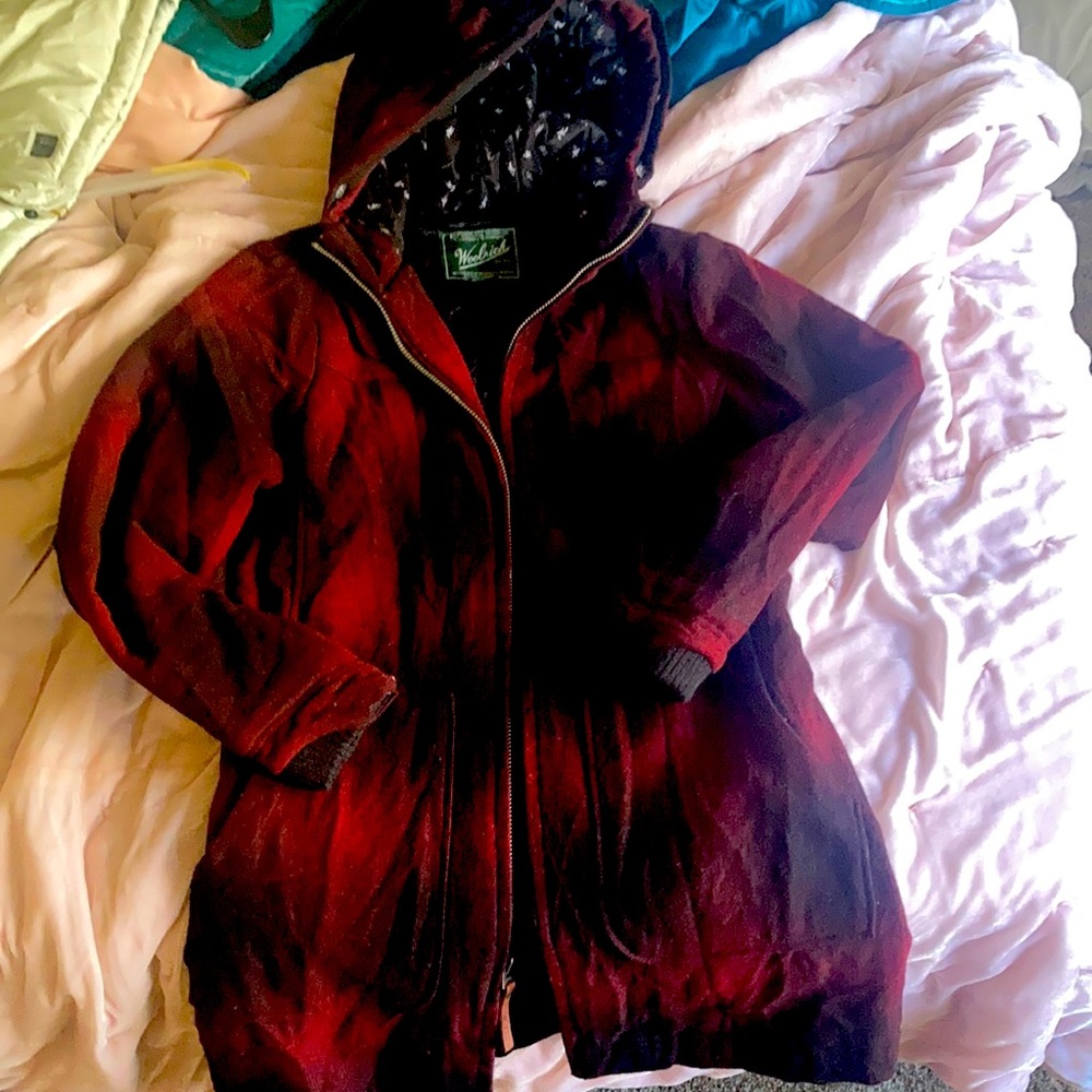 Woolrich wool jacket size small red/black plaid